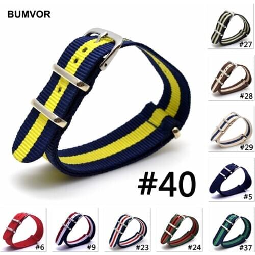BUMVOR Watch Strap 16mm 18mm 20mm 22mm 24mm Substitute DW Nato Woven Fiber Watchband Nylon Bracelet Strap Wristband Buckle