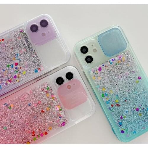 Luxury Push Window Glitter Quicksand Tpu Case for IPhone 12 11 Pro Max Coloful Liquid Case for Iphone Xr Xsmax 7 8 Plus 12promax