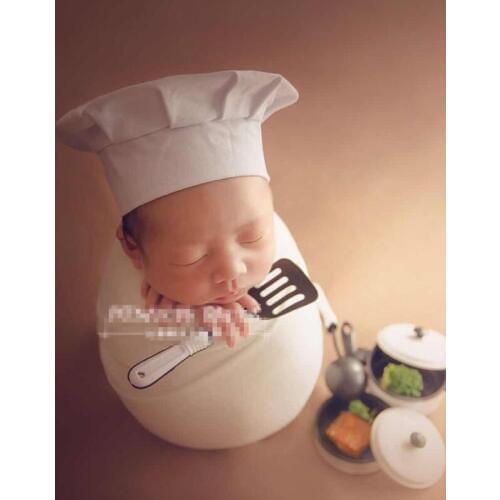 Newborn Chef Hat Photography Props Unisex Baby Photo Shoot White Hats Infant Picture Shoot Cap Accessories baby Fotografie Porps