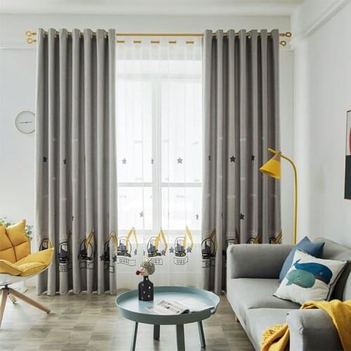 2021 New Modern Style Cartoon Embroidered Curtains Shading and Windproof Living Room Bedroom Bay Window Home Fabric Curtains