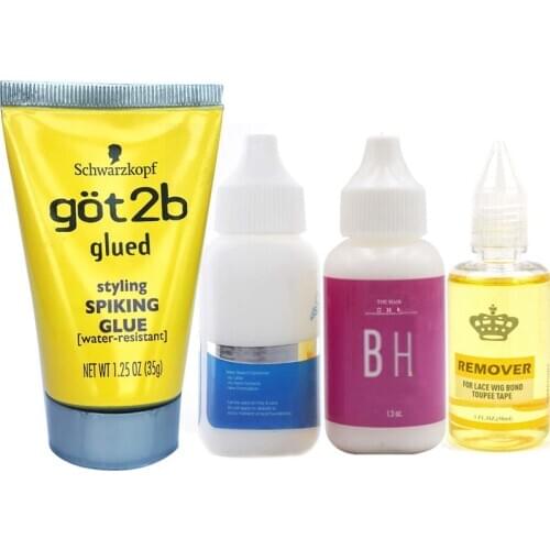 Super Lace Wig Glue Hair Bonding 38ml + Remover 30ml + Hair wax stick 75g Wig Hair Gel Tool Kits For Tape Toupee Lace Frontal