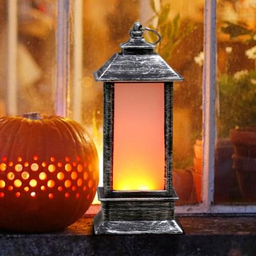 LED Decoration Retro Halloween Lantern Portable Flame Lanterns Flicker Flashlight Festival Bar Home Party Electronic Decoration