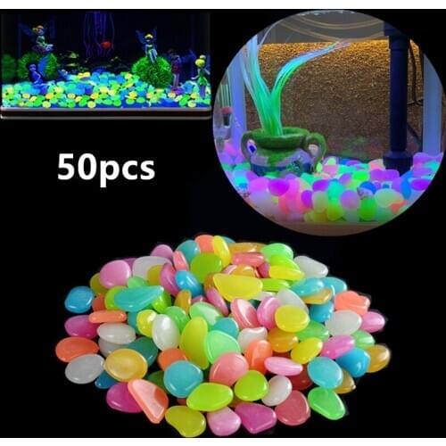 50Pcs Garden Luminous Glowing Stone Pebble Glow in the Dark Garden Glow Stones Rocks for Walkways Garden Path Patio Lawn Decor