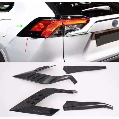 Carbon Fiber ABS Rear Tail Light Lamp Cover Trim For 2019-2020 Toyota RAV4 (4PCS)