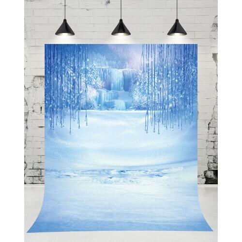 VinylBDS Winter Snow Fairy Tale Photography Background Blue Children Backdrops Cartoon Princess Backdrop for Photo Studio