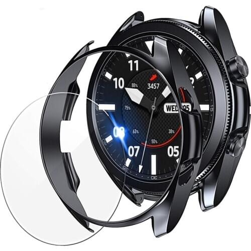 Watch Case For Samsung Galaxy Watch3 41mm 45mm Screen Protector Tempered Glass Protective Film Accessories Set For Galaxy Watch3
