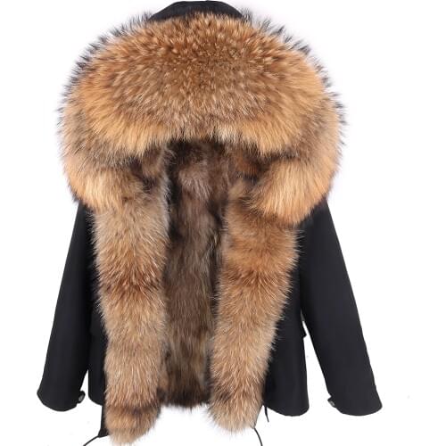 2020 Short Winter Jacket Women Oversized Natural Fox Fur Liner Collar Hooded Casual Jackets Real Fur Coat Waterproof Parka
