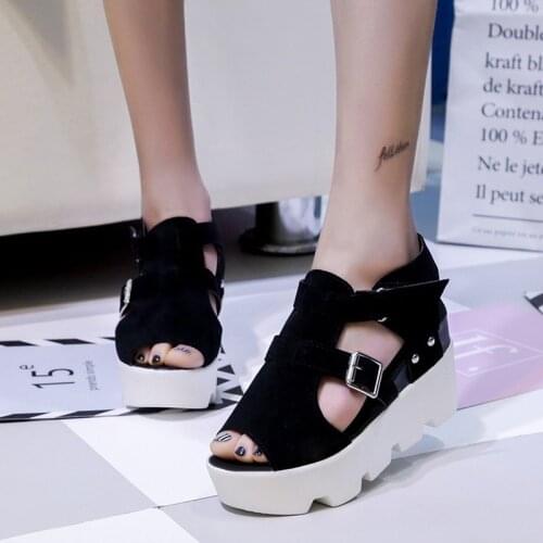Women Sandals 2020 Summer New Wedge Heel Fish Sandals Waterproof Platform Muffin Thick Bottom Womens Shoes Zapatos De Mujer