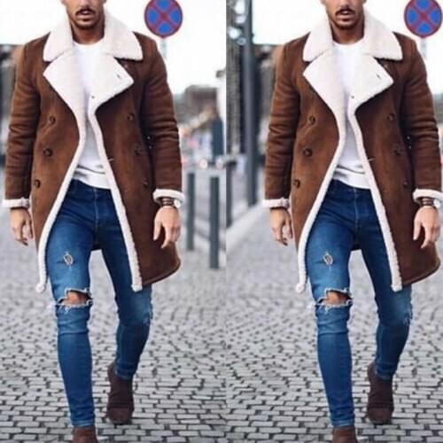 Winter Men Casual Birtish Style Faux Fur Lapel Long Puffy Jacket Long Thicken Parka Lot Warm Coat