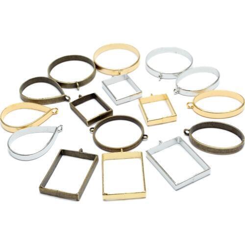 10pcs Vintage Charm Photo Frame Gold/Rhodium Antique Bronze Tone Ancient Necklace Bracelets Pendant DIY Jewelry Supplies