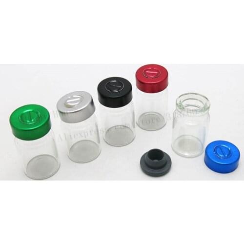 100pcs/lot Wholesale 6ml Clear Injection Bottle Vial Empty Small Mini Butyl Silicone Rubber Stopper Glass Medicine Bottles