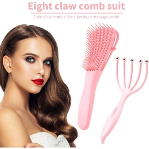 2pcs Hair Brush Scalp Massage Plastic Scalp Massage Comb Set Relieve Fatigue Curly Hair Comb Anti-Static Hair Styling Brush