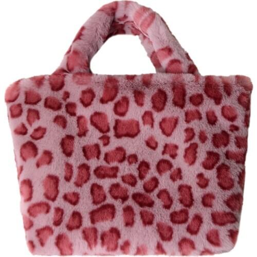 2020 Faux fur large capacity leopard bag New Winter plush shoulder tote Leopard print Handbag ladies handbag girl Christmas gift