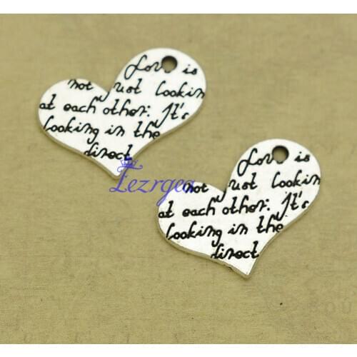 30pcs/lot--17x20mm, Antique silver plated Alphabet Hearts charms,DIY supplies, Jewelry accessories