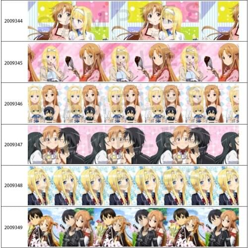 5 Yards New Japan Anime Cartoon Printed 25mm/38mm/50mm/75mm Grosgrain/Satin Ribbon for Hair Bows DIY Handmade Materials 200934