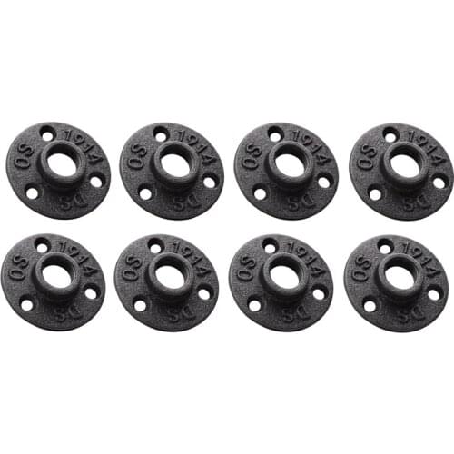 3/4 Inches Malleable Cast Iron Pipe Flange, 3/4 Inches Black Pipe Threaded Pipe Nipples, 8 Pcs
