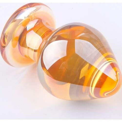 55mm Gold Big Glass Anal Plug Huge Anal Balls Fist Butt Plug Glass Prostate Massage Dilatador Anal Sex Toys for Women Men