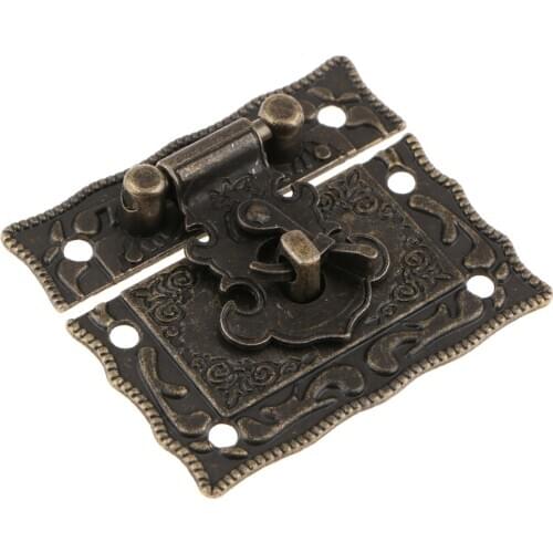 Antique Embossing Decorative Brass Hasp Clasp Latch Lock with Screws for European Style Jewelry Box Decoration