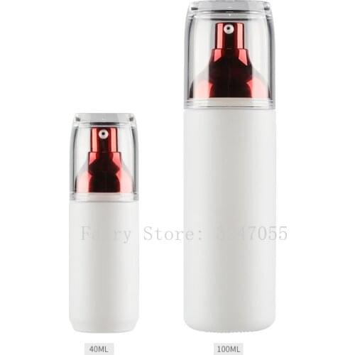 40ml100ml 10pcs/lot Glass Emtpy White Cosmetic Lotion Pump Bottle, DIY Press Storage Containers, Portable High Quality Package