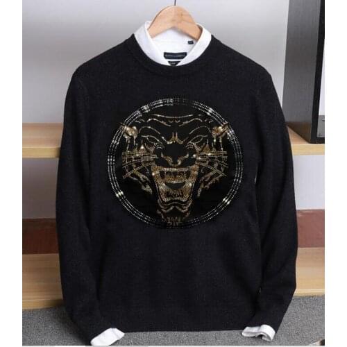 Brand Diamond stone Sweater Men Clothing Autumn Winter Warm Jumper Sweaters Pure Color Knitwear Pullover Men