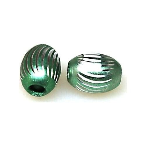 Beads,Loose beads,12*15mm Oval Aluminium Beads,Green beads with carving, sold of 200pcs