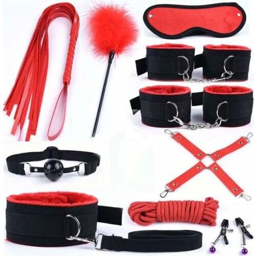 Exotic Sex Products For Adults Games Leather Bondage BDSM Kits Handcuffs Sex Toys Whip Women Sex Accessories Kit Sex Tools
