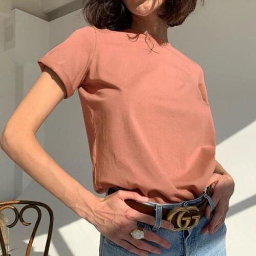 Tops oversized Cotton T Shirt Harajuku Basic Women Summer New Oversized Solid Casual Loose Tshirt Korean O Neck Female T-shirt