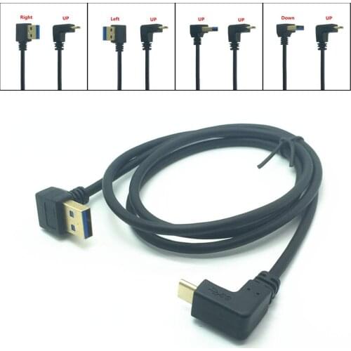 90 Degree USB C Cable USB 3.0 A to USB Type C Left / Right Angle Data Sync & Charge Cord USB-C Converter Adapter double angled