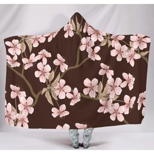 Cherry Blossom,Ball,Planet Hooded Blanket Warm Super Soft Wearable Blanket for Adult Kids Seasons Bedding Sofa Throw Blankets