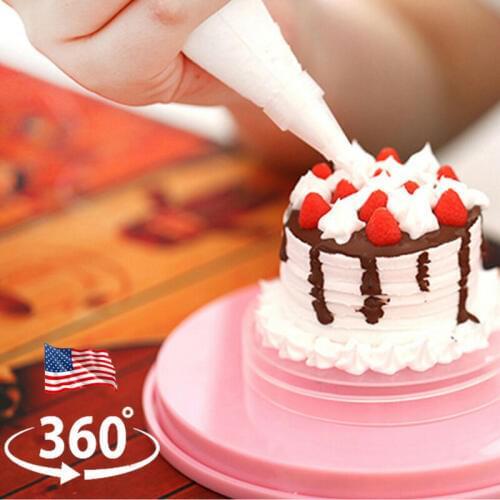 Kitchen Mini Cake Plate Revolving Decoration Stand Platform Turntable Round Rotating Cake Swivel Christmas Baking Tool