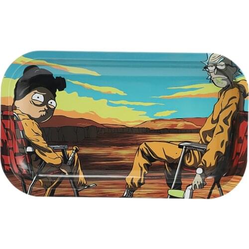 Square Rolling Trays Tobacco Accessories Gift for Men Comic Pattern 27*16cm Metal Portable Ashtrays Rolling Tray for Girls