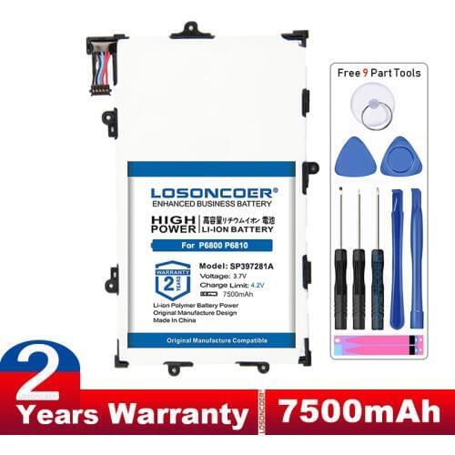 LOSONCOER 7500mAh Good Quality Battery For Samsung GALAXY Tab 7.7 GT-P6800 P6810 GT-P6810 P6800 SP397281A(1S2P) SP397281A 1s2p