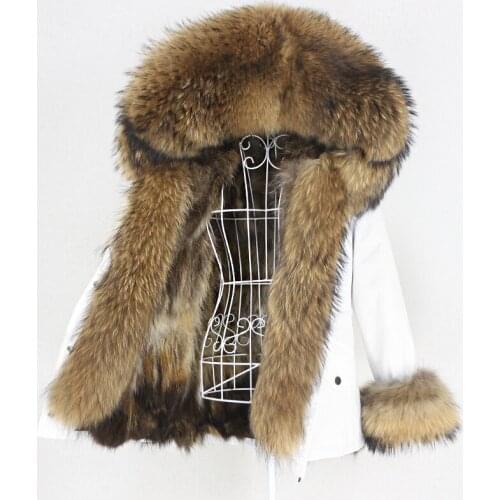 MENINA BONITA Waterproof Short Parka Winter Jacket Women Real Fox Fur Coat Natural Raccoon Fur Outerwear Streetwear Detachable