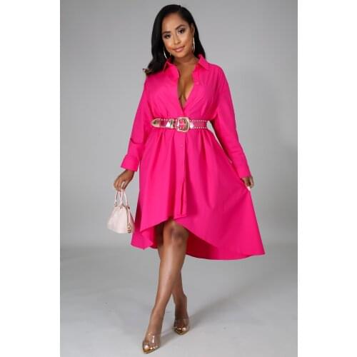 Fashion Plus Size Shirt Dress Women Summer Casual Irregular Shirt Dress Women