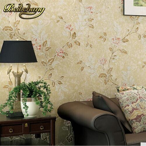 Beibehang Non-woven Wallpaper American village style wallcovering floral pattern Luxury European wall paper papel de parede list