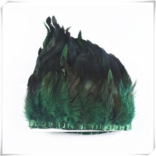 Wholesale 5yard-10yards Chicken Rooster Tail Dark Green Feather Ribbon Trims 10-15CM DIY decor feathers for crafts Making plumas