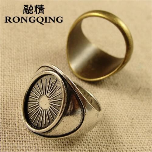 RONGQING 14*10MM Oval Cabochon Base 40pcs/lot Retro Ring Settings DIY Accessories Wholesale Craft Ring Diameter 18mm