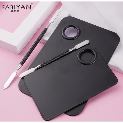Makeup Palette Spatula Rod Nail Polish Gel Mixing Plate Eyeshadow Foundation Cream Cosmetic Tools Stainless Steel Black Set