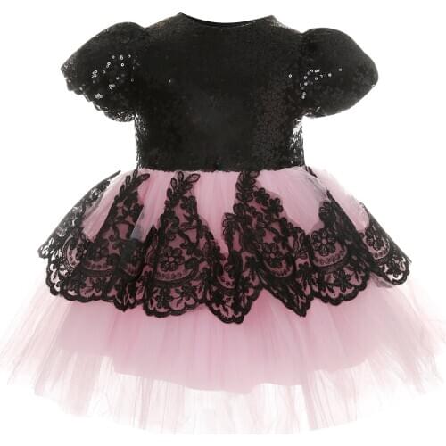 Citgeett Flower Girl Dress Princess Kids Party Lace Black Sequin Tulle Tutu Wedding Bridesmaid Summer Dress
