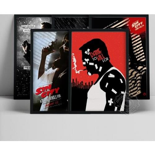 Sin City Movie Poster, Black White Film Character Wall Painting, Sin City Wall Stickers, Killer Abstract Wall Picture, Fans Gift