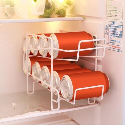 Home Supplies Beverage Soda Coke Beer Can Storage Holder Rack Refrigerator Kitchen Organizer 2 Layers Cans Storage Rack