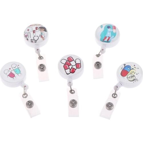 Hot Sales 1PCTop Quality Retractable Nurse Badge Reel Clip Cartoon Medicine Doctor Students IC ID Card Badge Holder