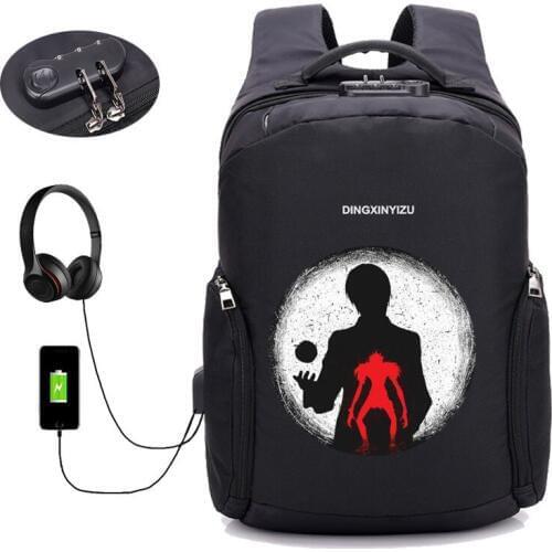 Anime Death Note backpack Laptop student bookbag Teenager Male USB Charging Anti Thief Travel Backpack men women Package