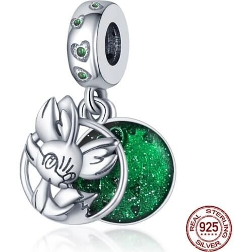 Genuine 925 Sterling Silver Zircon Pendant Fox Charm Fit Original Pandora Bracelet&Bangle Making Fashion DIY Jewelry For Women