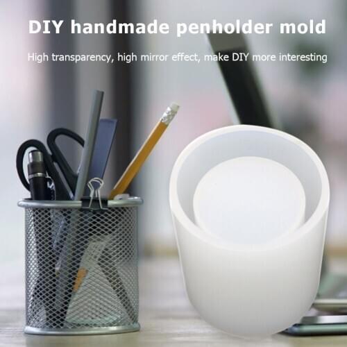 Silicone Mold Geometric DIY Epoxy Resin Dried Flower Decorative Craft Storage Pen Holder Mould for Concrete Candle