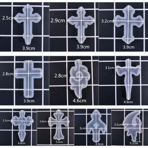 10Pcs/Set Silicone Mold Mirror Cross DIY Cross Jewelry Pendant Making Tool Craft