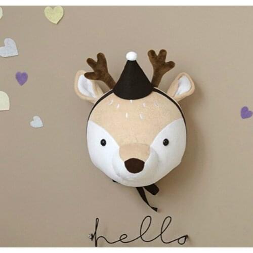 Nordic Toys Elephant Dog Animal Head Wall Mount Children Stuffed Toys Kids Room Wall Art Hanging Home Decoration Birthday Gifts