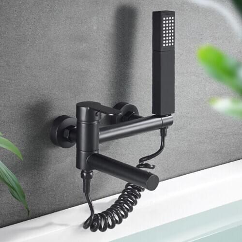 Bathroom Bathtub Shower Faucet Black Brass Bathroom Shower Faucet Set Bath Shower Mixer Tap Shower Head Wall Mixer Faucets