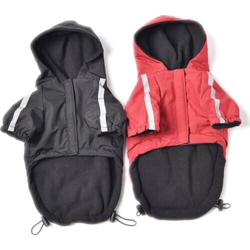 Reflective Pet Dog Raincoat Waterproof Velvet Hat Winter Dog Clothes Pet Raincoat Jacket Coat For Small Medium Large Dogs