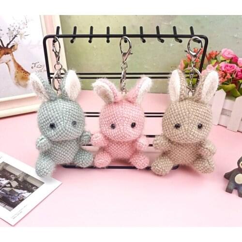 Trending Cartoon Cute personality creative rabbit bunny soft Soothing doll Exquisite baby bed Pendant car Keychain birthday gift
